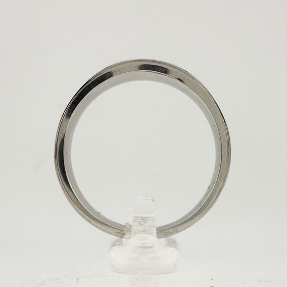 His and Hers Stainless Steel Diamond Wedding Band Set (Size 5 & Size 10) - Picture 5 of 7